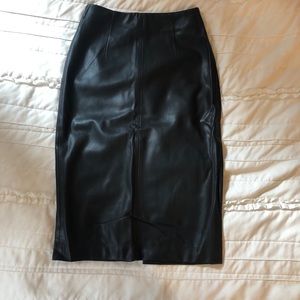 Zara Basic Leather Midi Skirt